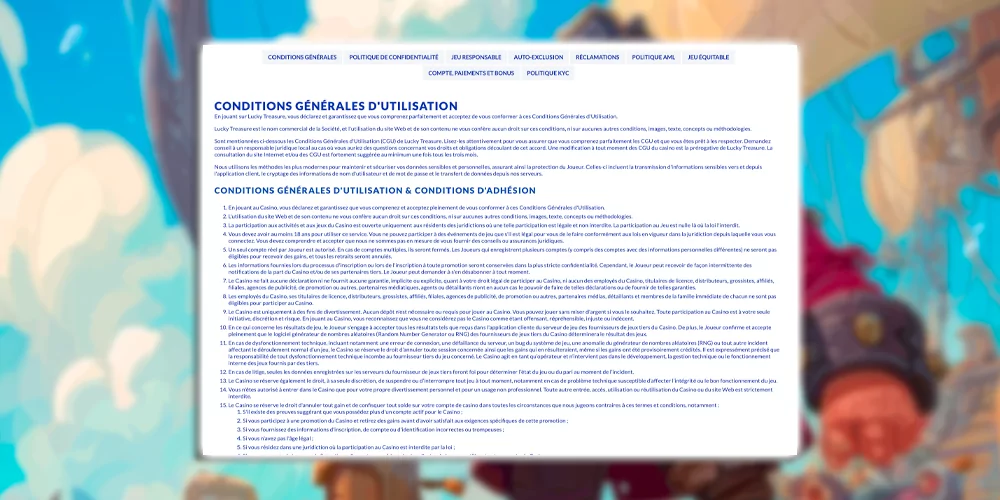 Lecture des conditions générales d'utilisation du service