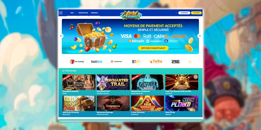 Page d'accueil du casino